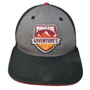 Maverik Snapback Hat Black One Size Adventure's First Stop Mountain Patch Gray